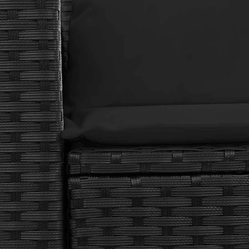 Vidaxl Sofa Ogrodowa Z Poduszkami, 2-Osobowa, Czarna, Polirattan
