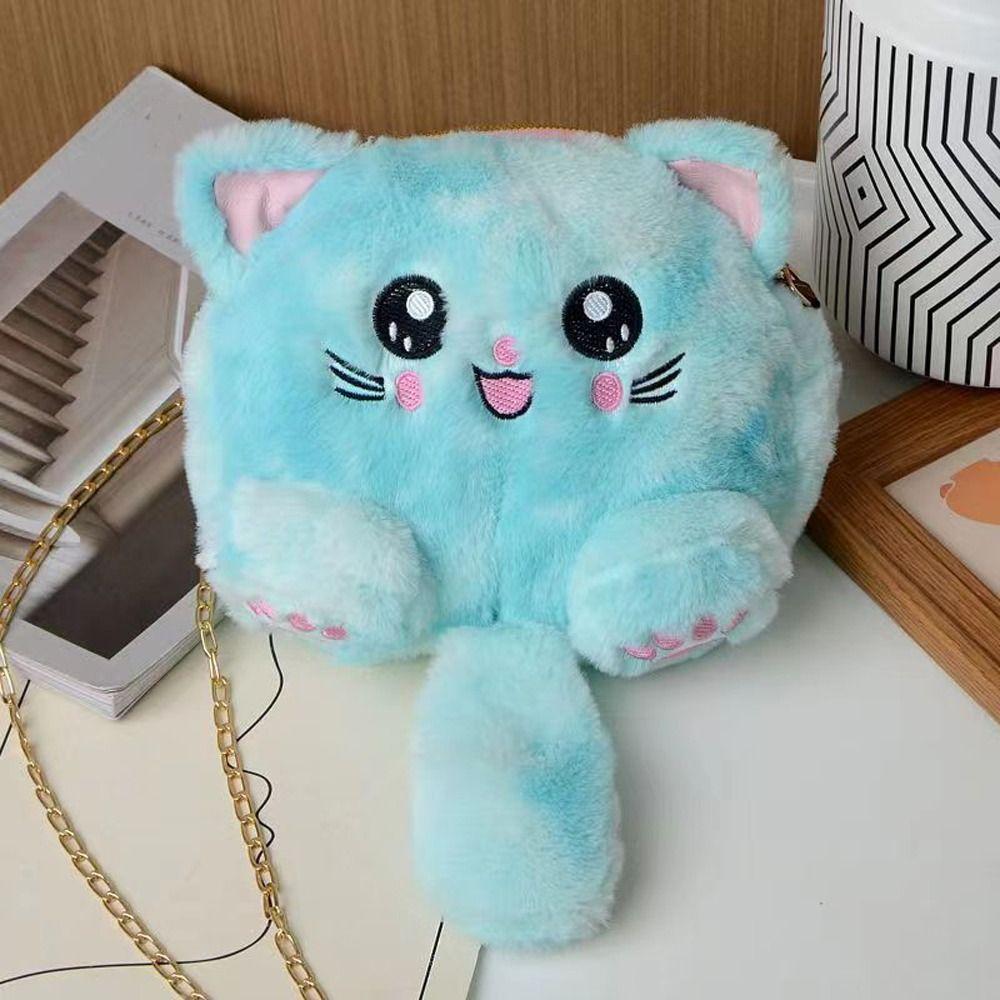 Faux Fur Plush Crossbody Bag Chain Strap Stuffed Doll Bag Cute Cat Shoulder Bag  Shopping