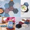 Hexagon PP Trivet Mat Set of 8 - Silicone Coasters with Anti-Scalding Non-Slip Hollow Design for Hot Cups Tea Wine Beer - Durable Potholders in Trian