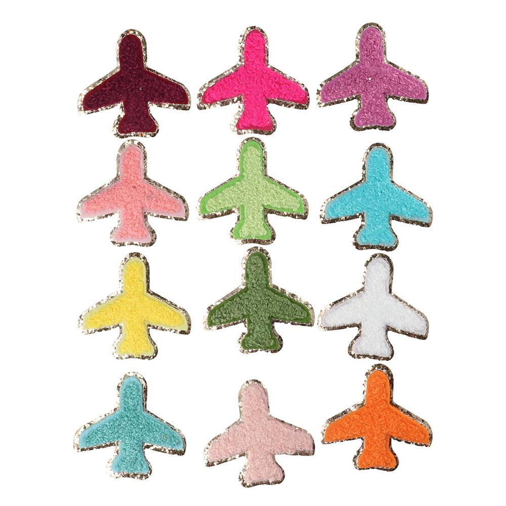 12 PCS Embroidered Cloth Patch 12 PCS Airplane Cartoon Aircraft Iron on Patch Embroidery Patches Hats