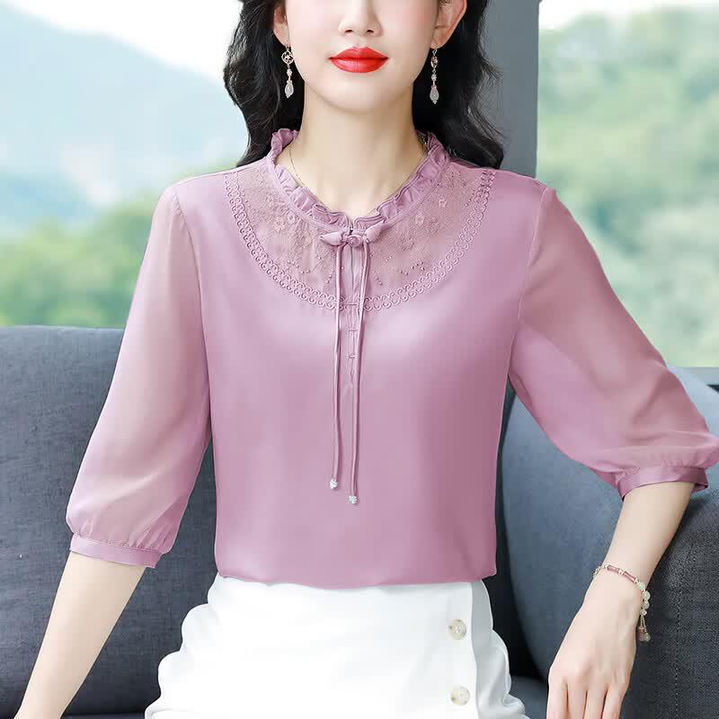 La Chapelle Women s Elegant Ruffle Collar Blouse 2XL