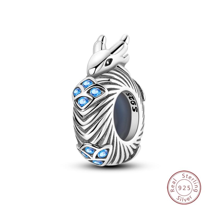 Design 925 Silver Heart Claw Print Bee Conch Text Shining Zircon Fixed 3mm Charms Beads DIY Jewelry Making
