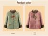 Plus Size Winter Stand Collar Chinese Style Velvet-Lined Cotton Jacket for Grandma