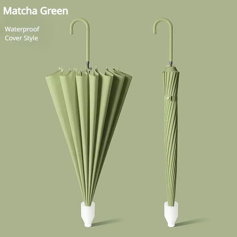 16 Bone Small Umbrella Long Straight Handle Umbrella PVC Waterproof Umbrella Upgraded Windproof Umbrella Outdoor Large Umbrella