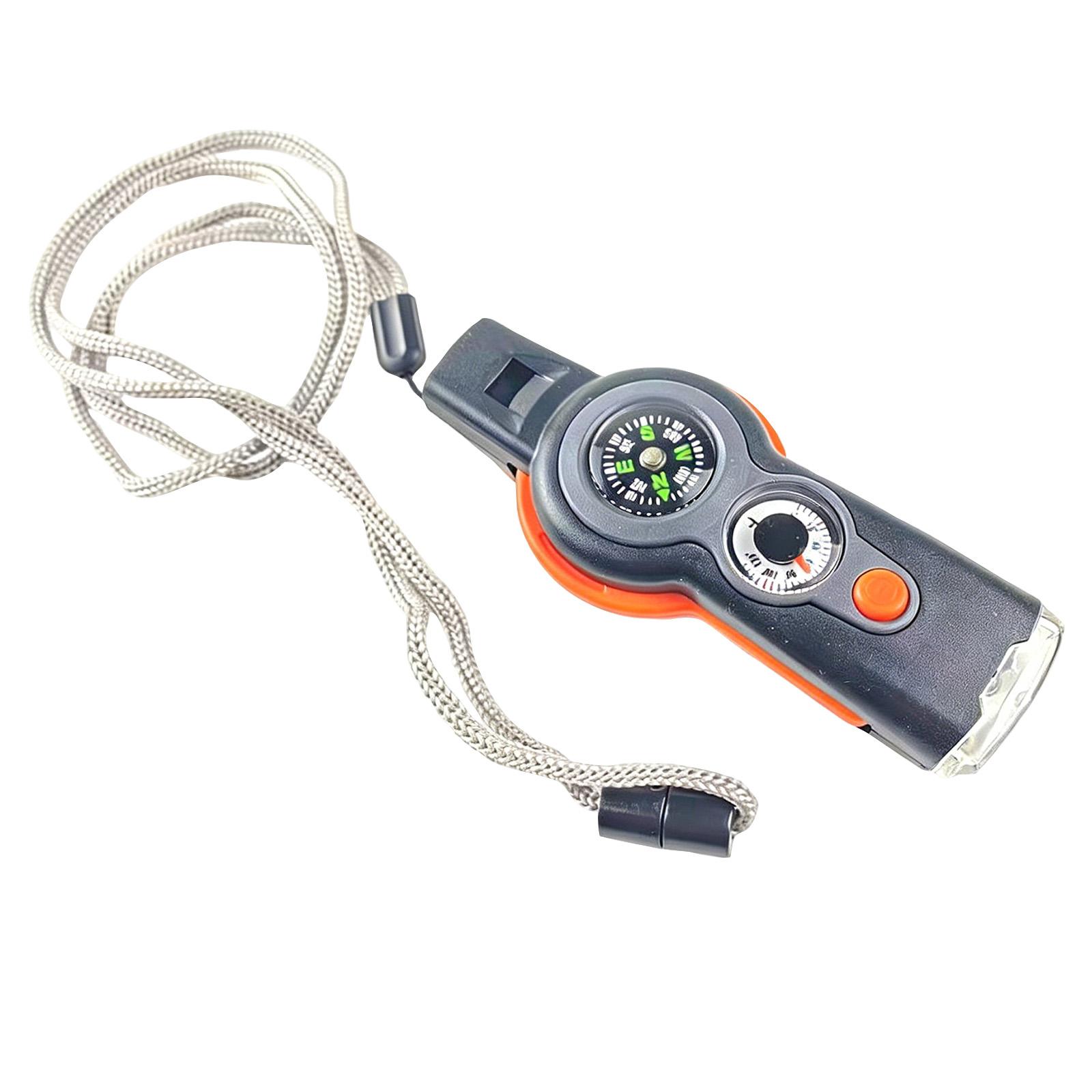 Multifunctional Whistle With Compass, & LED Flashlight, Portable Safety Tool With Lanyard For Camping, Hiking & Emergency Kits, All-in-One
