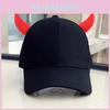 Cappellino da Baseball Stile Coreano con Ricamo di Corna di Demone e Visiera Corta per Uomo e Donna
