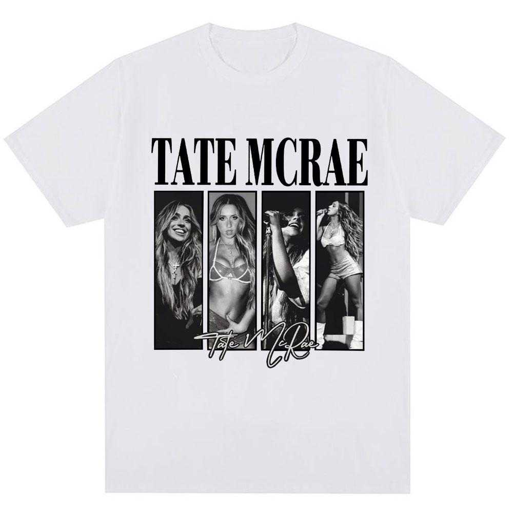 2026 New Vintage Tate McRae Signature Print T Shirt The World Tour Fashion Men Tshirts 100 Cotton Oversized T Shirts Streetwear
