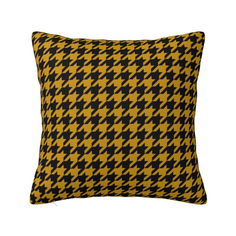 Nordic Fall Vibrant Houndstooth Pattern Cushion Cover Velvet Elegant Dogstooth Style Throw Pillow Case Decoration