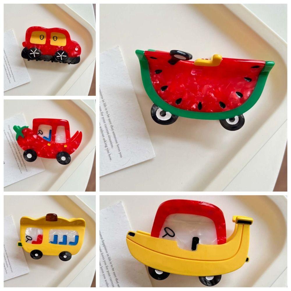 Watermelon Creative Car Shark Clip Cartoon Acrylic Hair Accessories Acetic Acid Hair Claw  Women