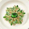 Multicolor Rhinestone Flower Brooch Shiny Crystals Gold Plated Frame For Wedding Party Formal Outfit Accessories