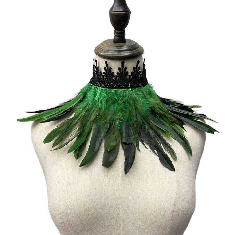 Natural Luxury Punk Cosplay Props Party Costume Necklace Feather Choker Neck Wrap Lace Collar