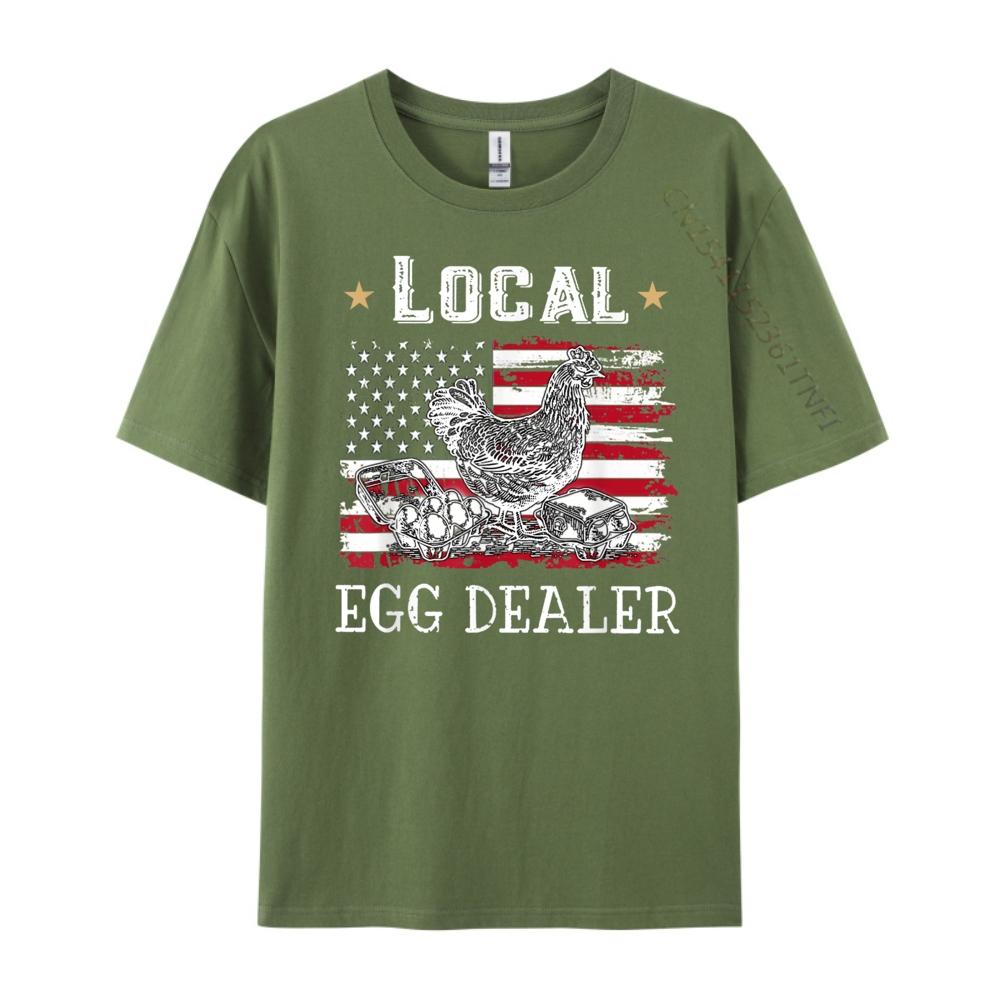 Local Egg Dealer Funny American Flag Chicken Lover Farmer Graphic Tees Band Tshirts Plus Size