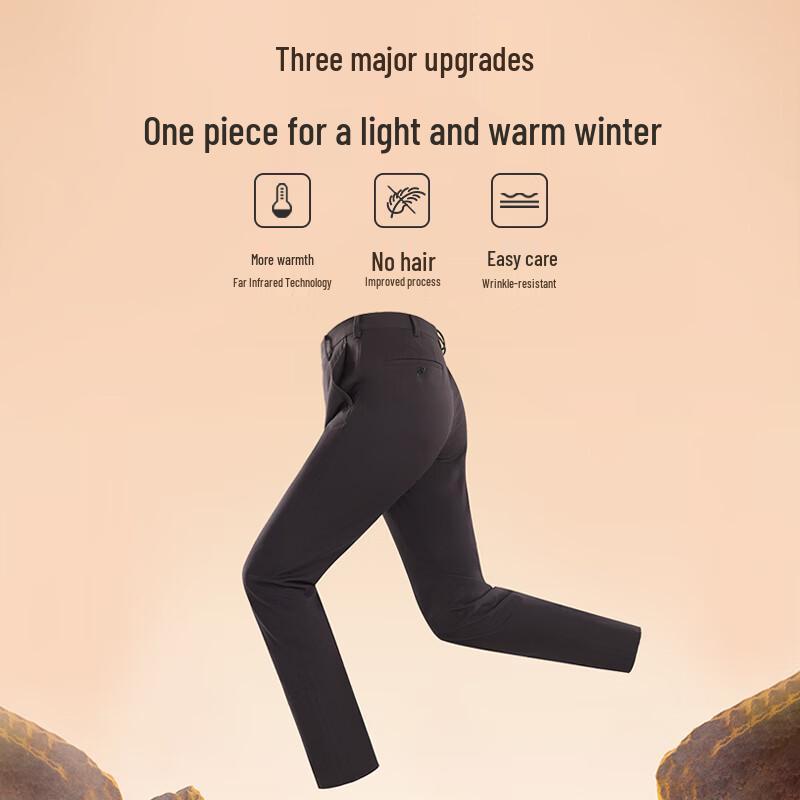 YOUNGOR Men's Wool Blend Warm Stretch Straight Leg Pants