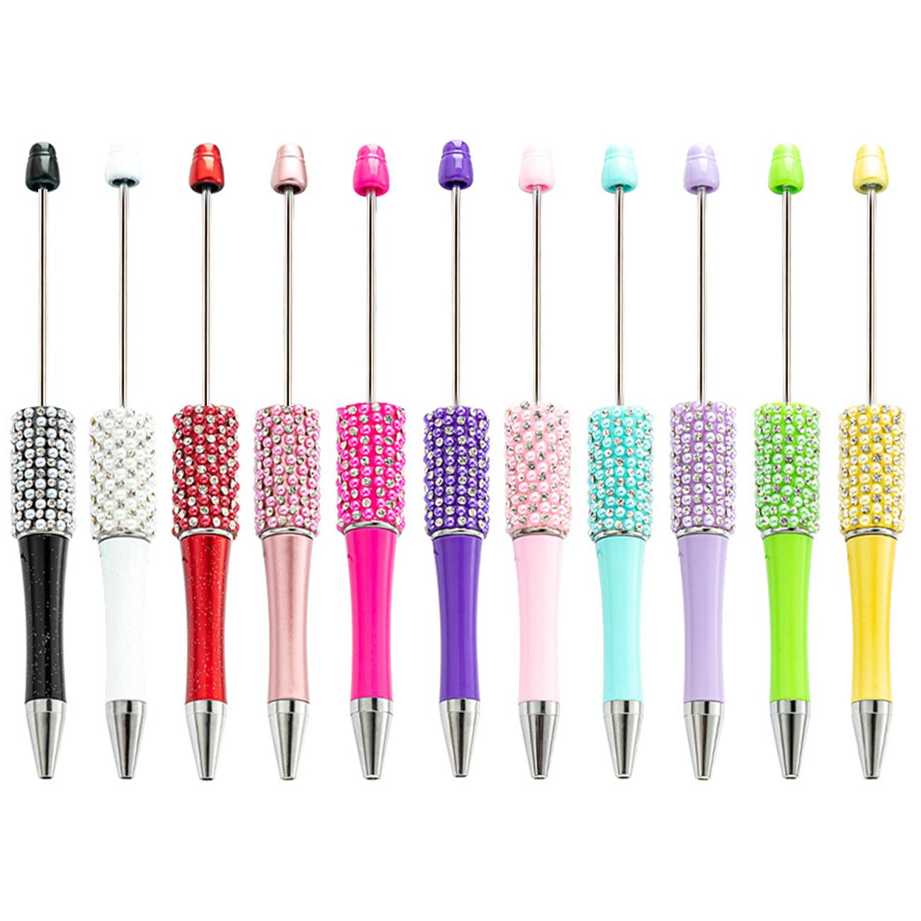 

40 шт. шариковая ручка с бриллиантовыми бусинами своими руками, самоклеящиеся ручки с бусинами, креативные цветные ручки со стразами, школьные канцелярские принадлежности