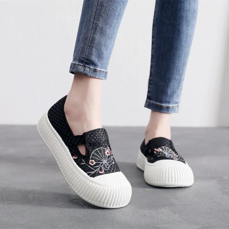 Fashion Embroidery Slip On Woman Footwear Sale Designer Luxury Light Walking Comfortable and Elegant Offers Deals New In Shoes for Women