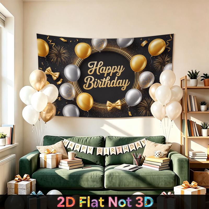 Party Backdrop Happy Birthday Birthday Fireworks Confetti Bow Photo Booth Background Front Door Decor