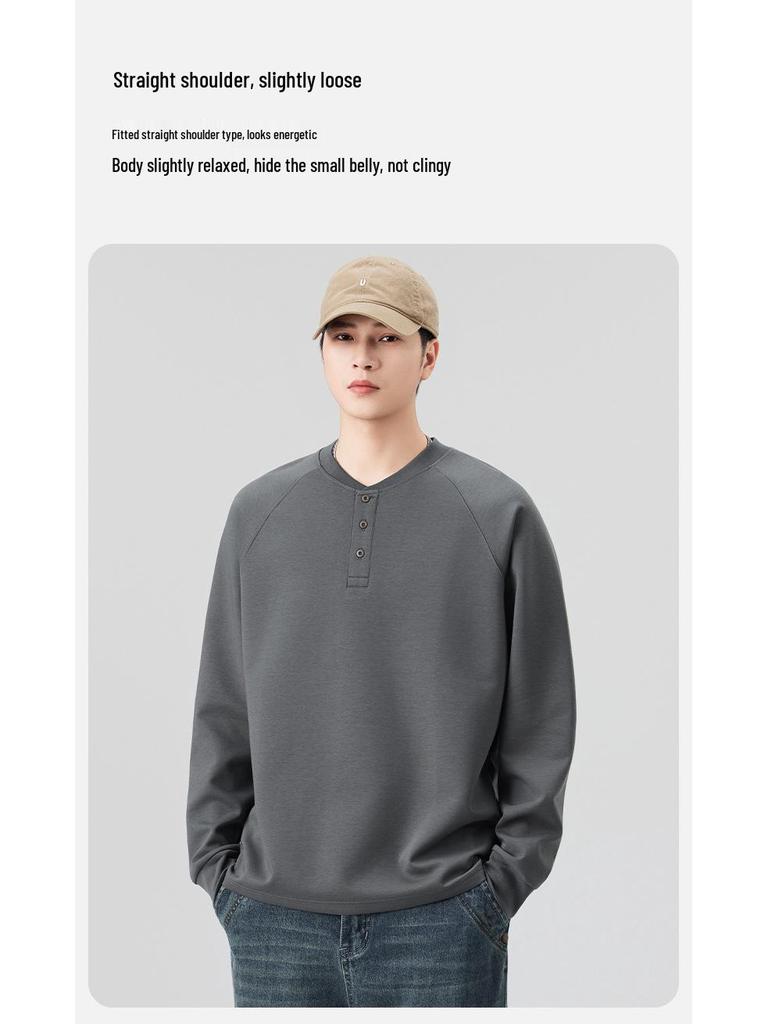 2025 Men's Trendy Casual Long Sleeve T-shirt Sweatshirt: Spring & Autumn Fashion Base Layer