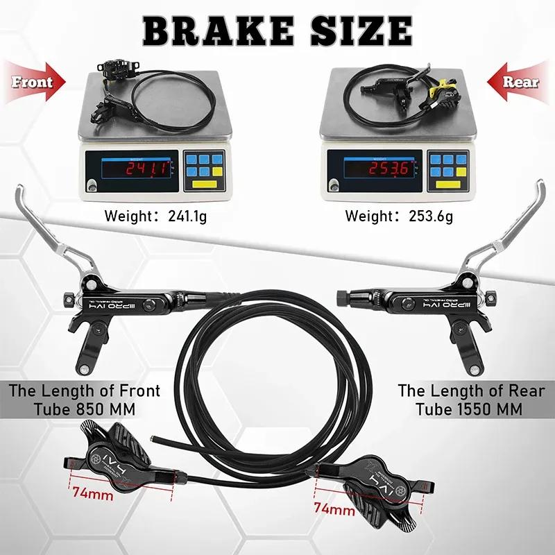 IIIPRO IV4 Bicycle Hydraulic Brakes Set 4 Piston Bike Hydraulic Disc Brake Set 160mm Road MTB Oil Pressure Brake Disc