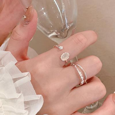 Resin Oval Open Ring Light Luxury Fashion Personalized Index Finger Ring Versatile Temperament High-end Niche Jewelry