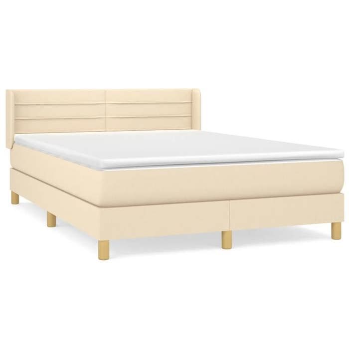 3130358 vidaXL Divan Bed with Mattress Cream 140x200 Cm Fabric