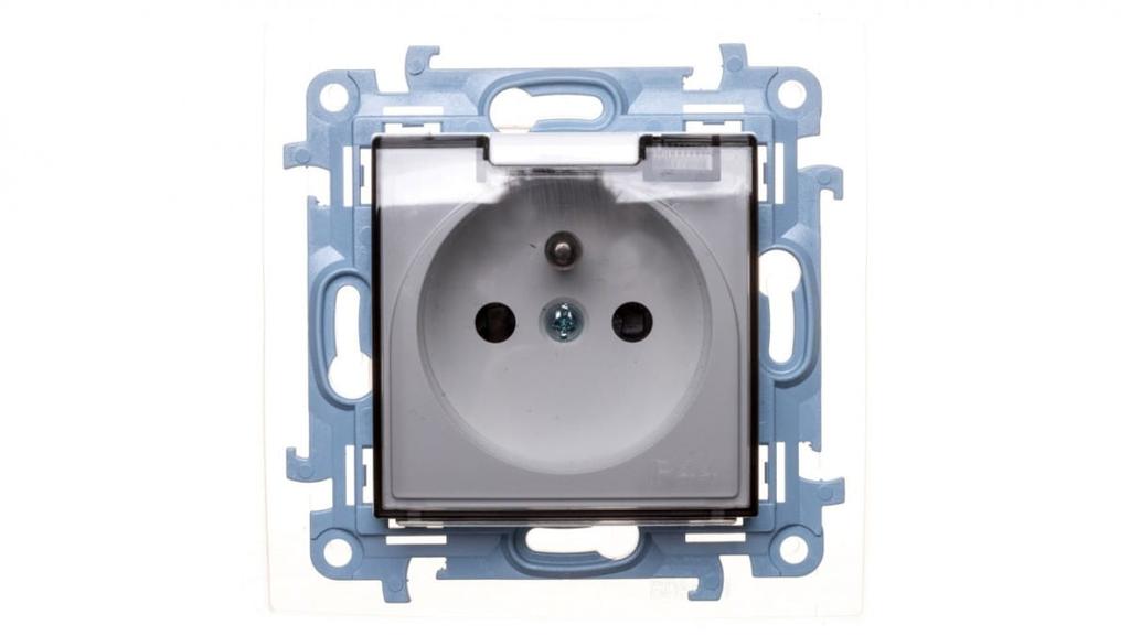 Simon 10 Single Socket with Gasket and Transparent Flip Cover White 16A 250V Ip44 Cgz1Bz.01/11A