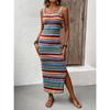 Street Fashion Casual Randig Ärmlös Fyrkantig Krage Klänning Dam