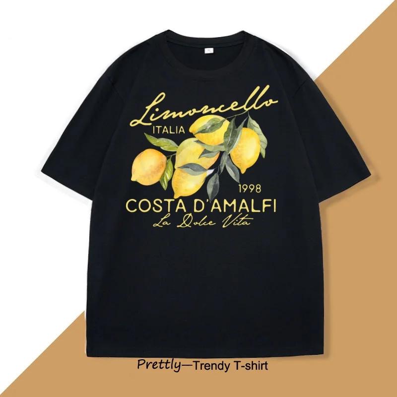 Retro Lemon Italy T-shirt Printed Short Sleeve T Shirt Women Casual Harajuku Streetwear Tee Tops Camiseta Women Summer Tees