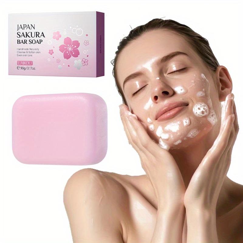 Handmade Sakura Soap 90g with Foaming Net Gentle Cleansing Bar Moisturizes Face Body All Skin Types Natural Fragrance