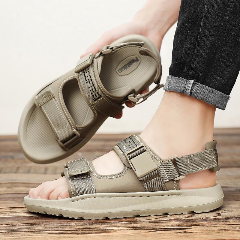 Fashion Summer Outdoor Anti-slip Wearable Sandals Men Fashion Breathable Cool Casual Beach Sandals Comfort Soft Sole Leather Sandalias