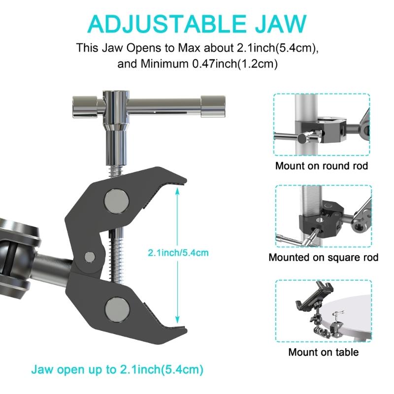 Supporto per Tablet in Alluminio Supporto con Clip per Telefono Rotazione a 360 Gradi Supporto da Scrivania per Casa Staffa Pieghevole per Tablet
