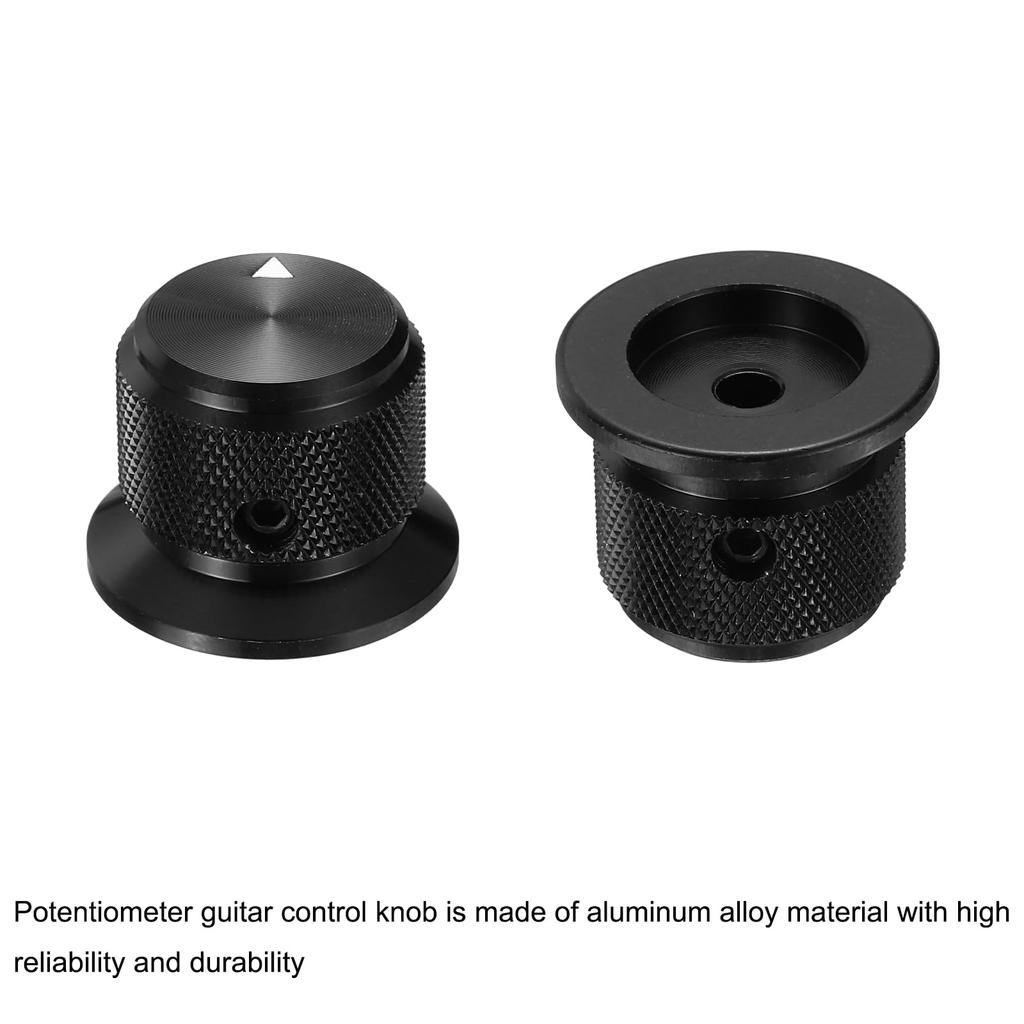 Uxcell Set Aluminum Potentiometer 4mm Inner Universal Control Knobs for Guitar and 25mm Outer Black 4-Piece Knobs, Diameter, Volume/Tone Bass,