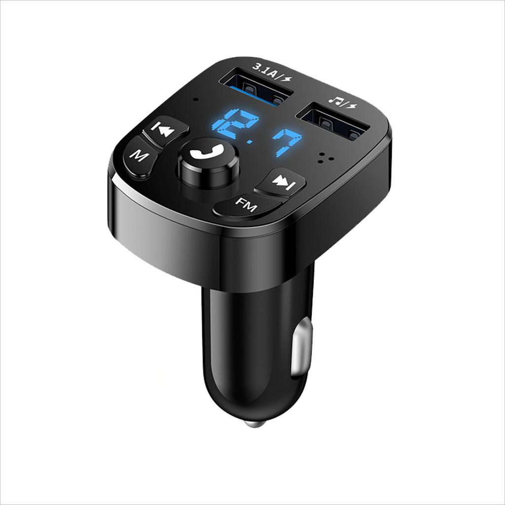 Automobilová handsfree sada Bluetooth kompatibilní 5.0 FM vysílač MP3 modulátor přehrávač handsfree audio přijímač 2 USB rychlonabíječka