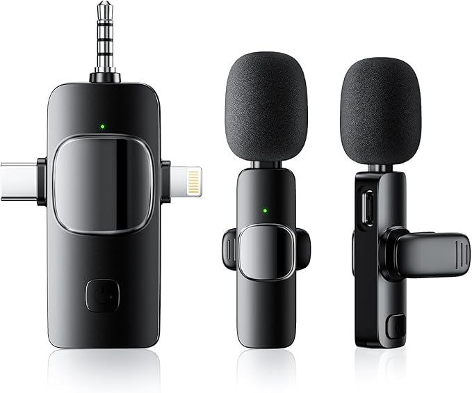 

[Новинка 2025] Беспроводной петличный микрофон 3-в-1 с круговым захватом звука и записью, мгновенным подключением, синхронизацией аудио и видео, шумоподавлением,