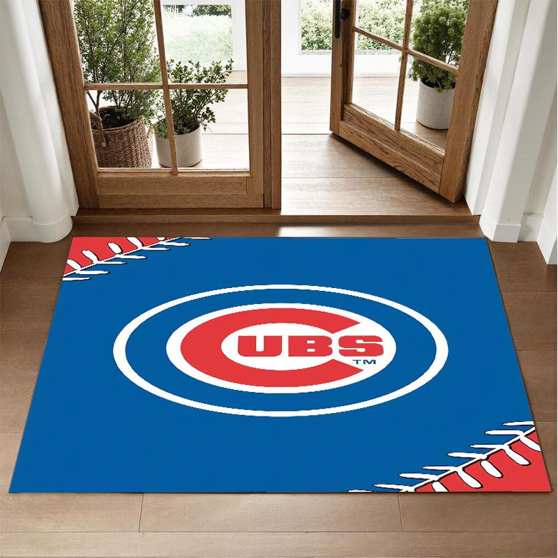 Chicago Cubs Design Crystal Velvet Rug Soft Decorative Mat for Bedroom Entrance