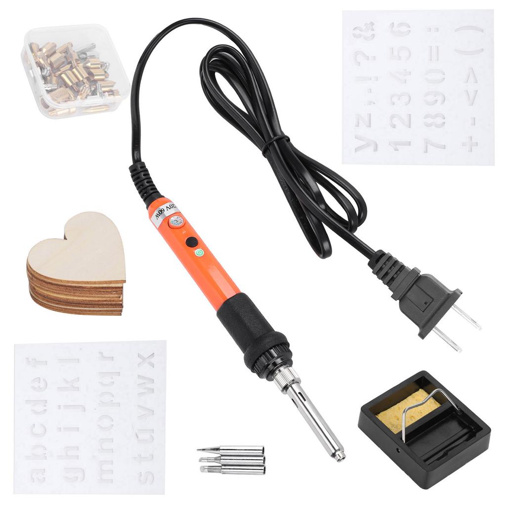 Electric Soldering Iron Set Wood Burning Pen Engraving Carving Pyrography Tool 60WUS Plug 110V