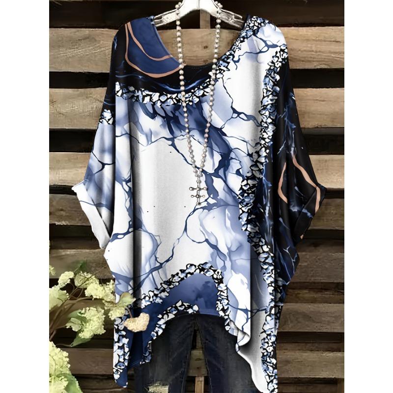 

Large size T-shirt with ink marble pattern print S