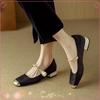 Retro Mary Jane Chinese Shoes Guofeng 2025 Autumn New Shallow Mouth Square Head One-word Single Shoes Versatile Thick Heel Women's Shoes