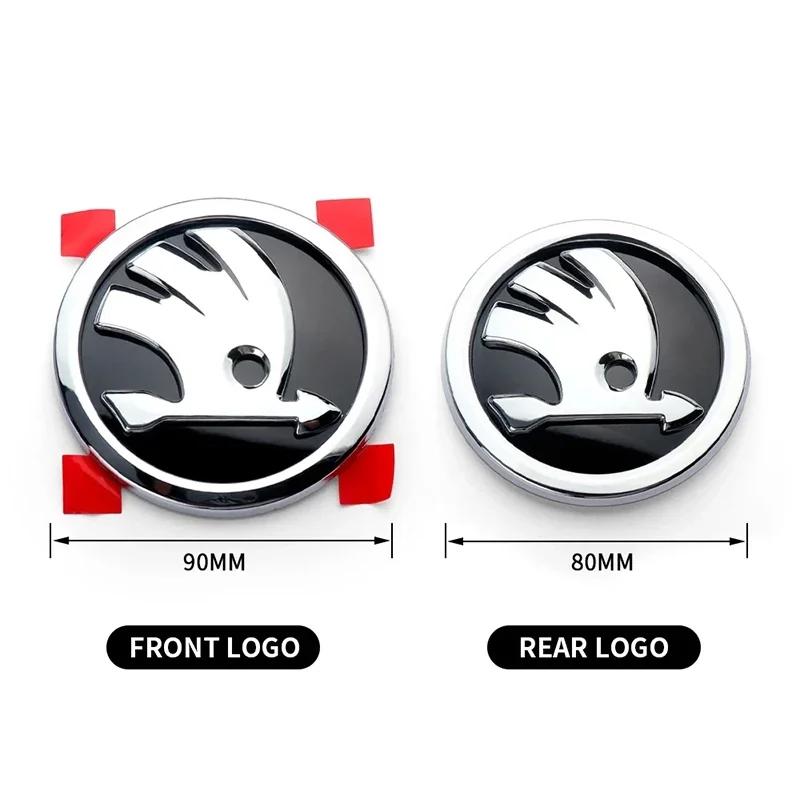 Car Emblem Badge Front Hood Trunk Sticker Decoration For Skoda Octavia Rapid Kodiaq Karoq Enyaq RS Yeti Scala Fabia Kamiq Superb