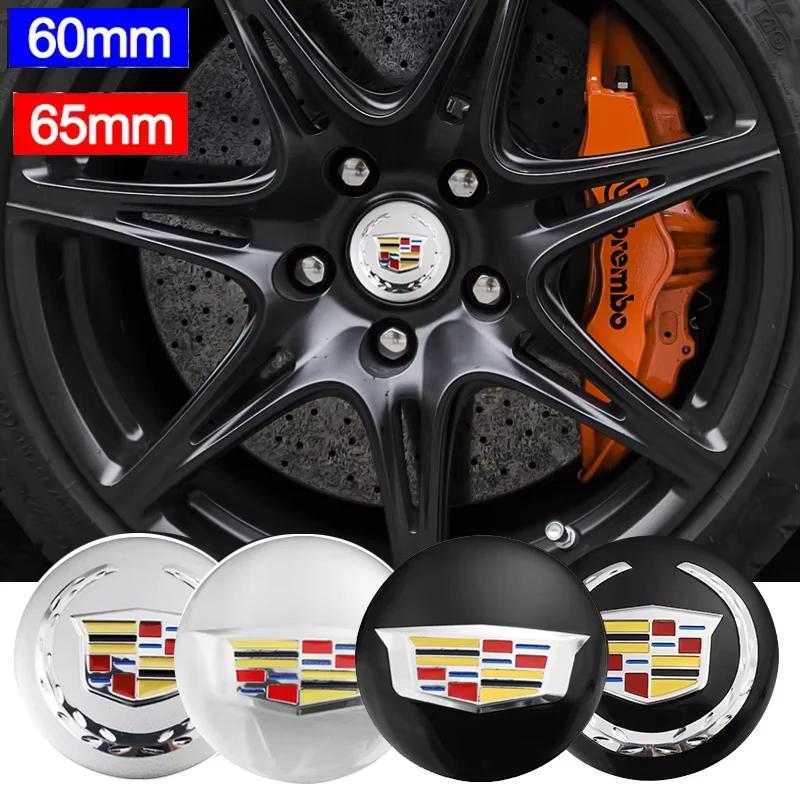 60/65MM Car Wheel Center Hup Emblem Stickers for Cadillac ATS CTS DTS STS SLS SLR XLR Seville Tiburon CT6 Escalade Accessories