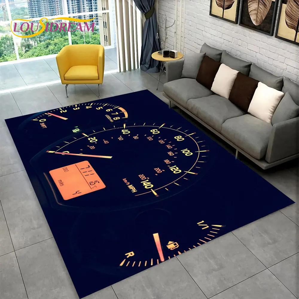 Alfombra grande para tablero de instrumentos de carreras de autos en 3D, alfombra para sala de estar, dormitorio, sofá, cocina, decoración, alfombra antideslizante para juegos de niños