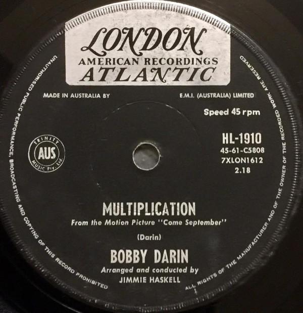 

7inch Record BOBBY DARIN Multiplication HL1910 London Records 1961 Australia Rock Used