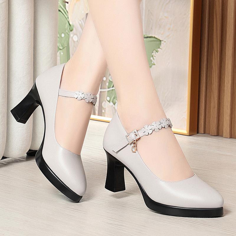 High Heels Platform Pumps 2025 Spring New Fashion High Heels Shoes Woman PU Leather Waterproof Shoes Femme Ladies Office Shoes