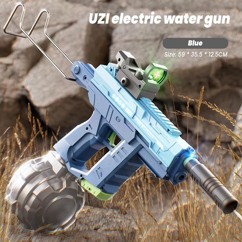 Electric Space Water Gun Uzi Hand Integrated Three Function Scorpion Light Kids Toys Young Boys Splashing Water Play Game Outdoor Present