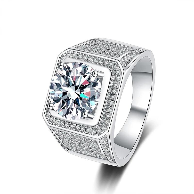

Кольцо D Color 10 Carat Moissanite для мужчин S925 Sterling Silver Plated с белым золотом Luxury Man Обручальное кольцо Fine Jewelry 11&1 Carat 6.5mm