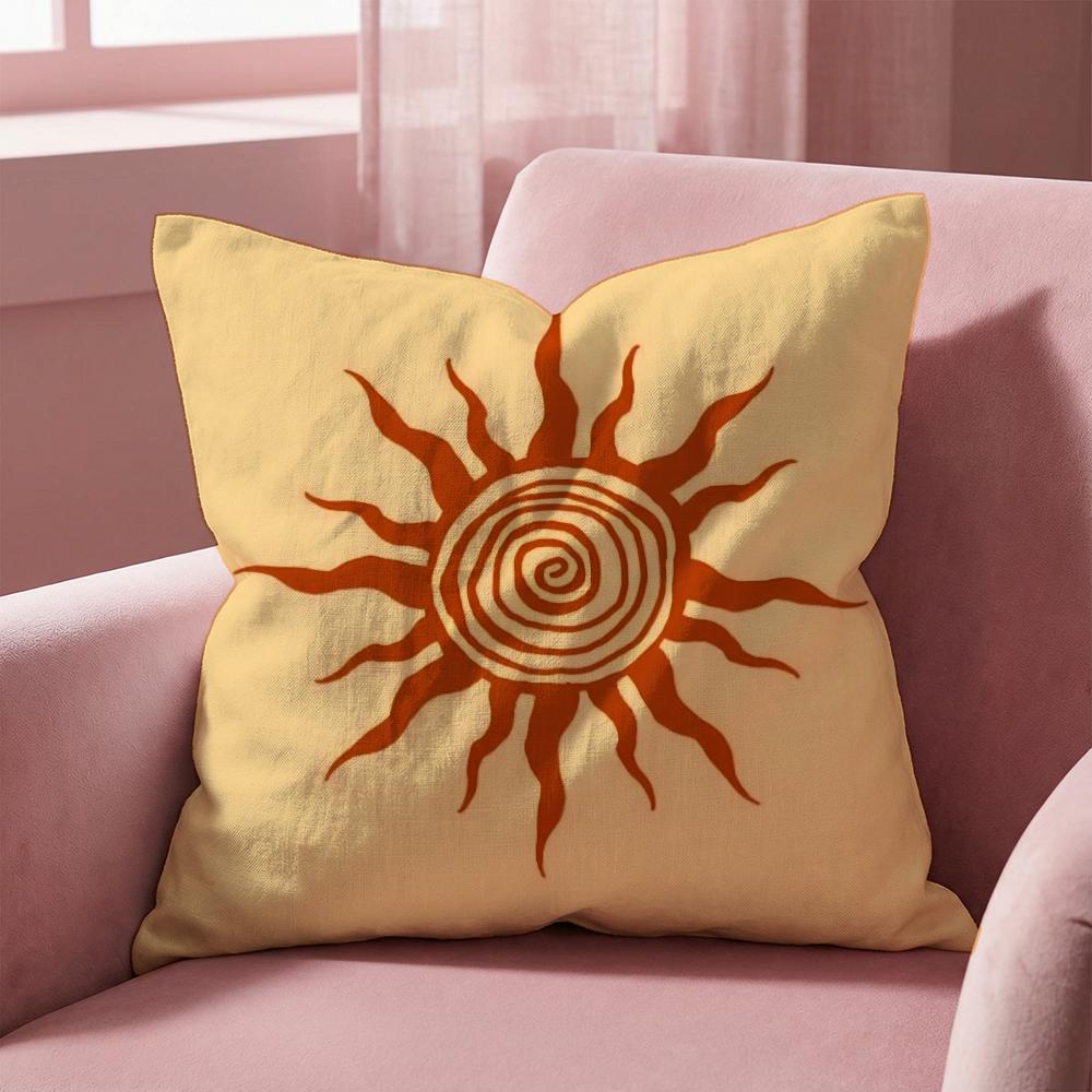 Retro Modern Sun Cushion Cover Multi-Scene Pillow Cover for Home & Car - Reversible, Soft & Durable for Daily Use