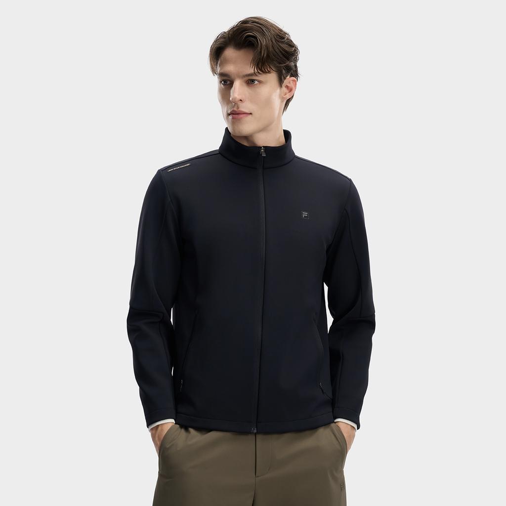 Fila White Fashion Classic Simple Casual Versatile Warm Comfortable Stand Collar Zipper Knit Jacket Men jackets Legendary-Blue F11M613501FNV