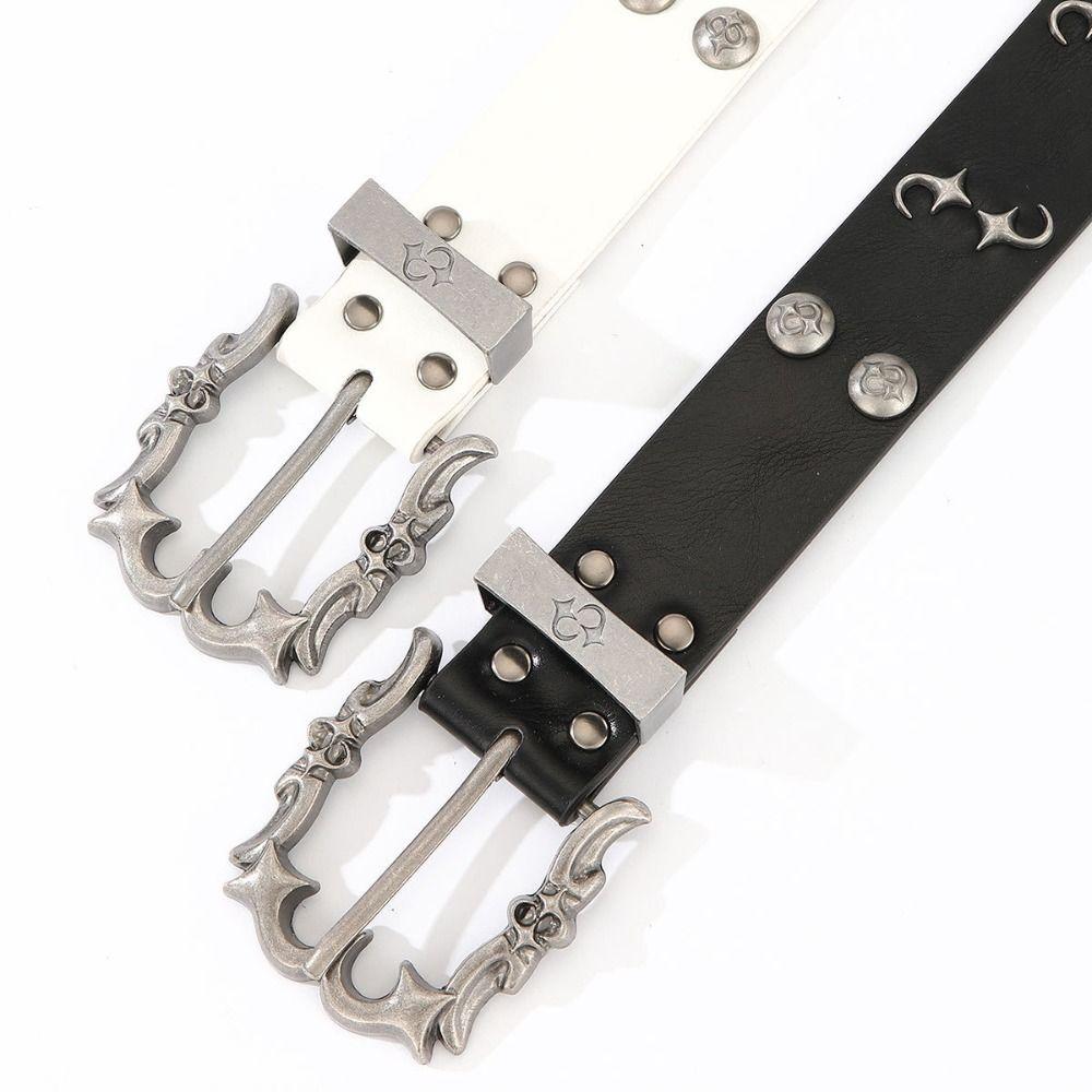 PU Leather Y2K Belt Spicy Girl Men Belt Trend Rivet Belt Jeans Accessories