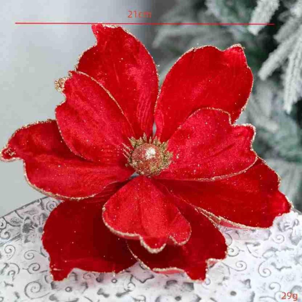 Xmas Tree Decoration 3D Simulation Magnolia 21cm Fake Flowers  New Year