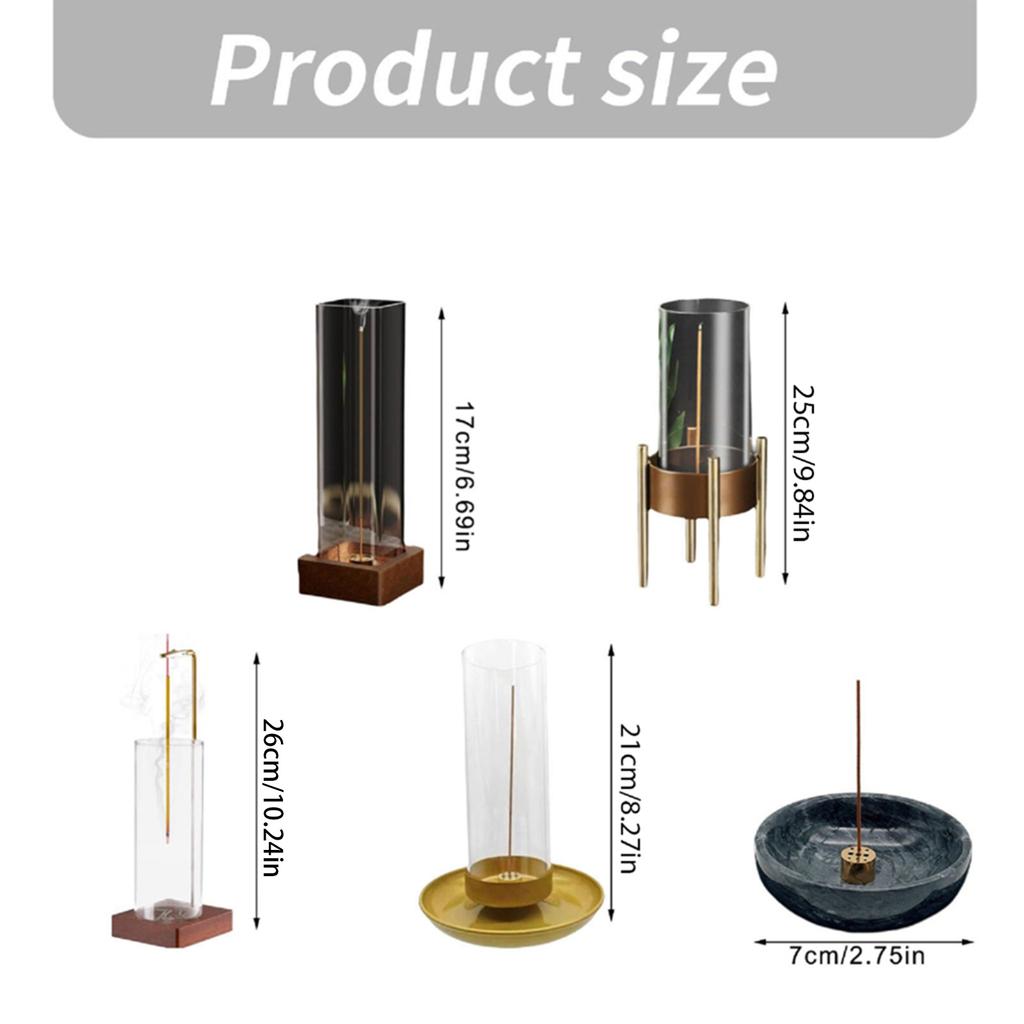 Anti Ashes Flying Incenses Stick Burners Holder with Glass Catcher for Home Decors and Relaxation in Meditations Room
