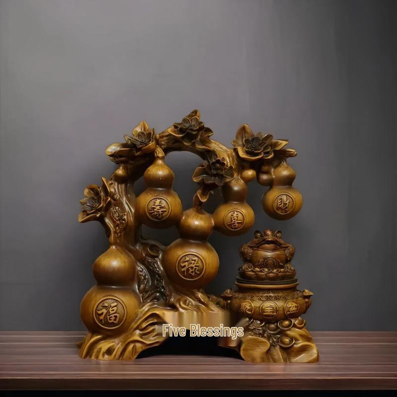 Fünf Segnungen Kürbis & Reichtum anziehende Kröte Ornament für Wohnzimmer oder Weinschrank Dekoration